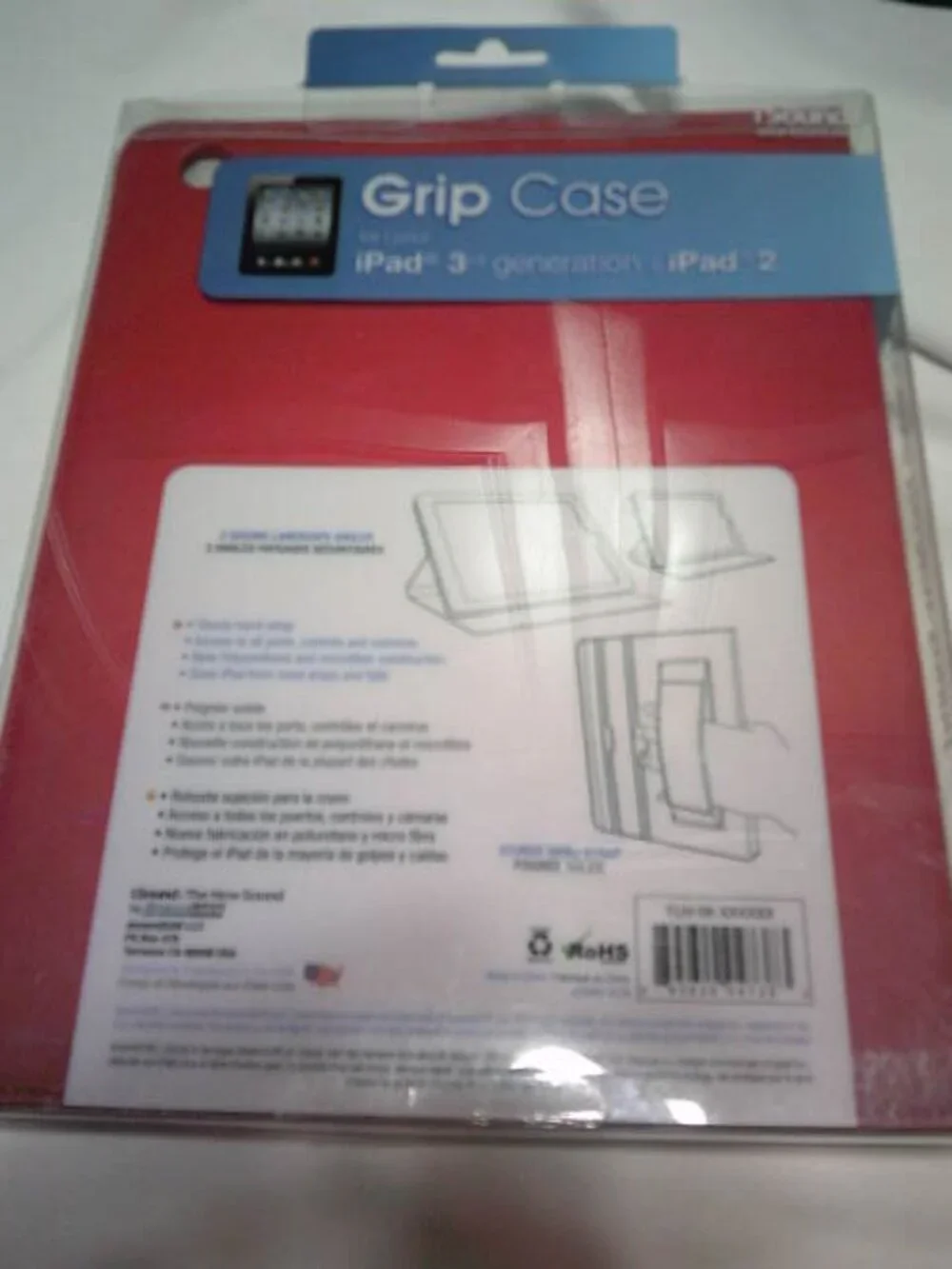 NEW IPAD 3RD GENERATION & IPAD2 RED FAUX LEATHER GRIP CASE MAGNETIC SLEEP FUNCTI